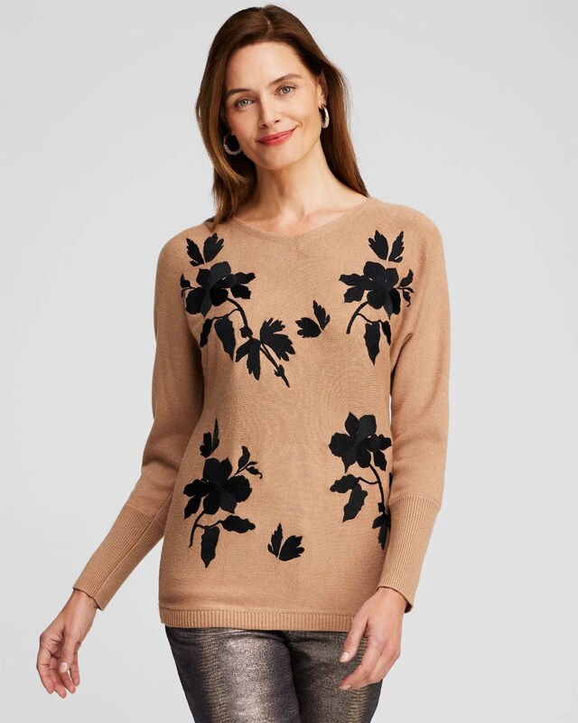 Floral Embroidered Pullover Sweater